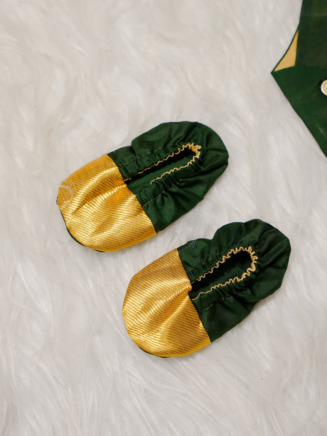 Green Gold Boy Romper with Contrast Panel