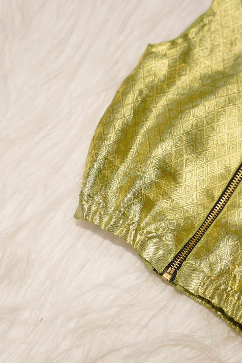 Lime Green Newborn Unisex Hooded Jacket with Woven Design