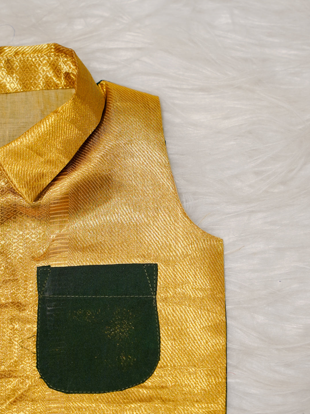 Green Gold Boy Romper with Contrast Panel