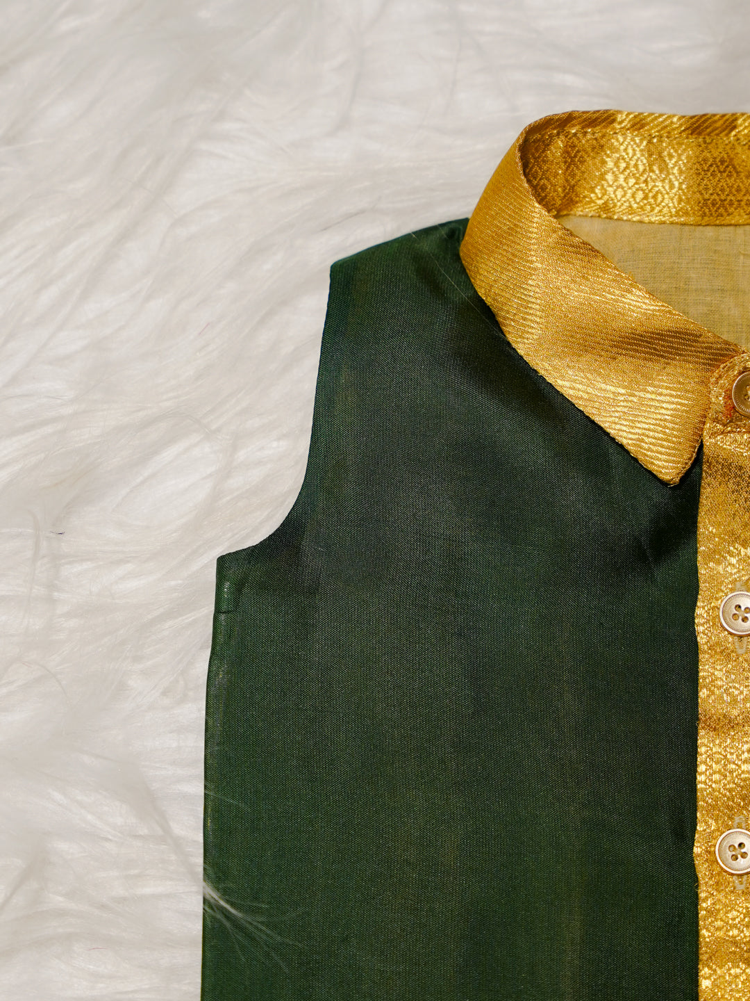 Green Gold Boy Romper with Contrast Panel