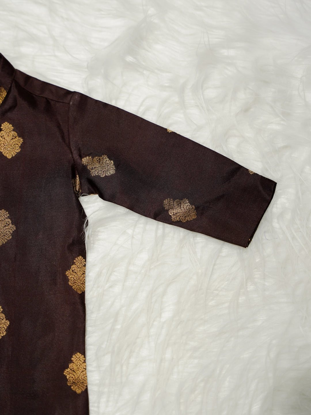 Plum & Gold Silk Kurta Dhoti Set for Boys