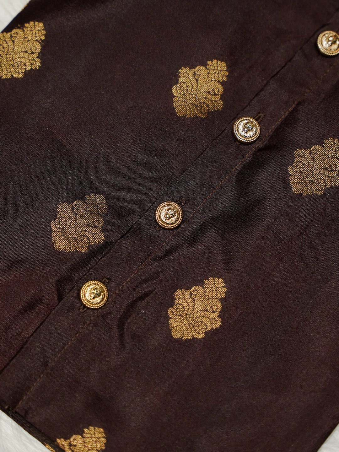 Plum & Gold Silk Kurta Dhoti Set for Boys