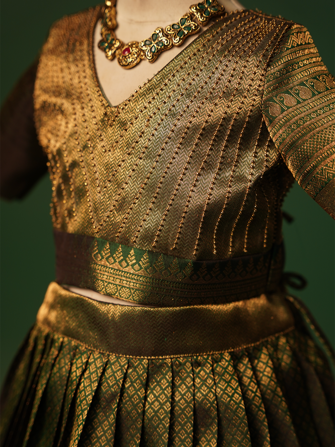 Elegant Olive Green Pavadai Set – Traditional South Indian Attire for All Occasions