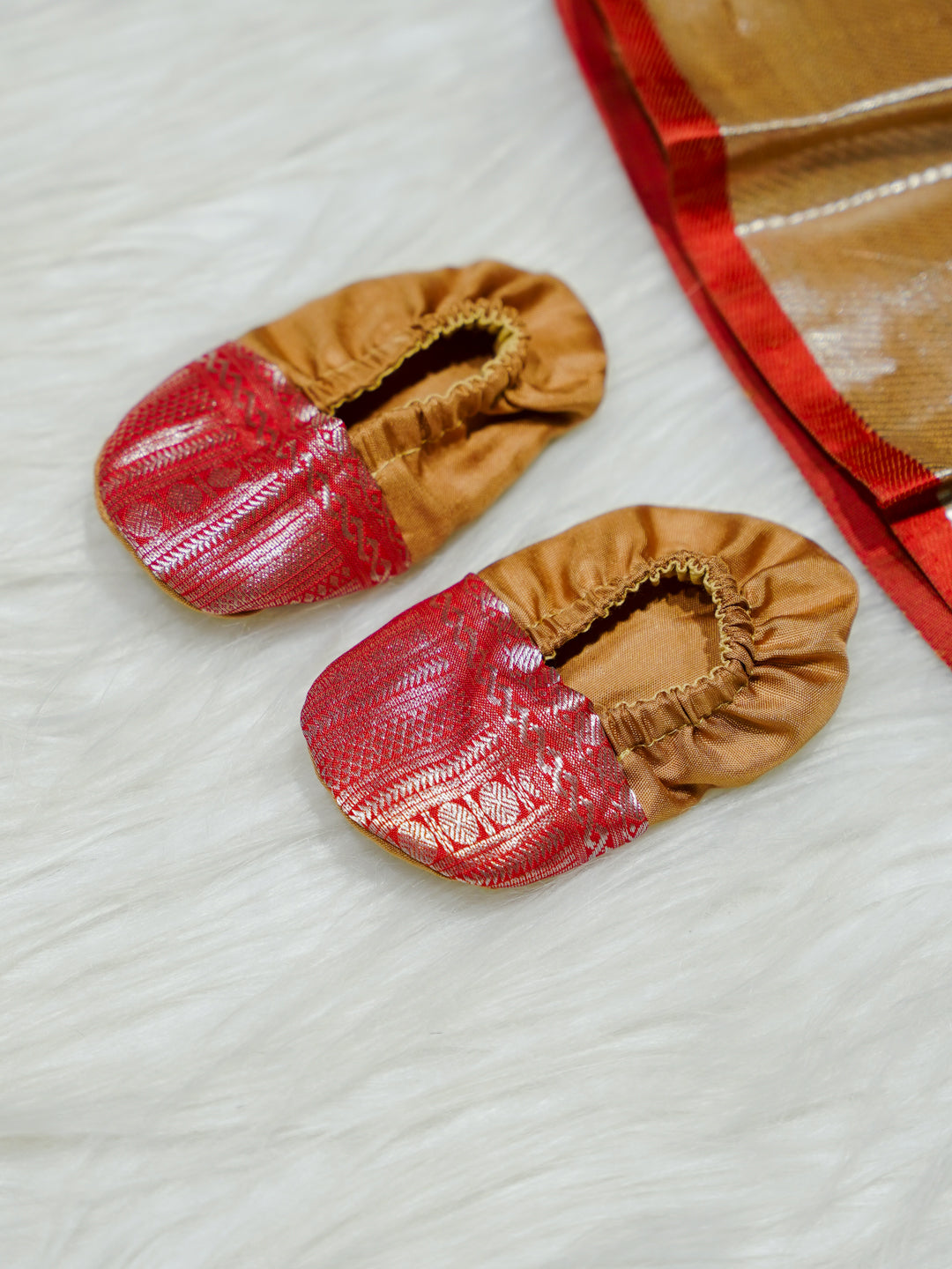 Gold & Red Kanchipuram Silk Baby Gown