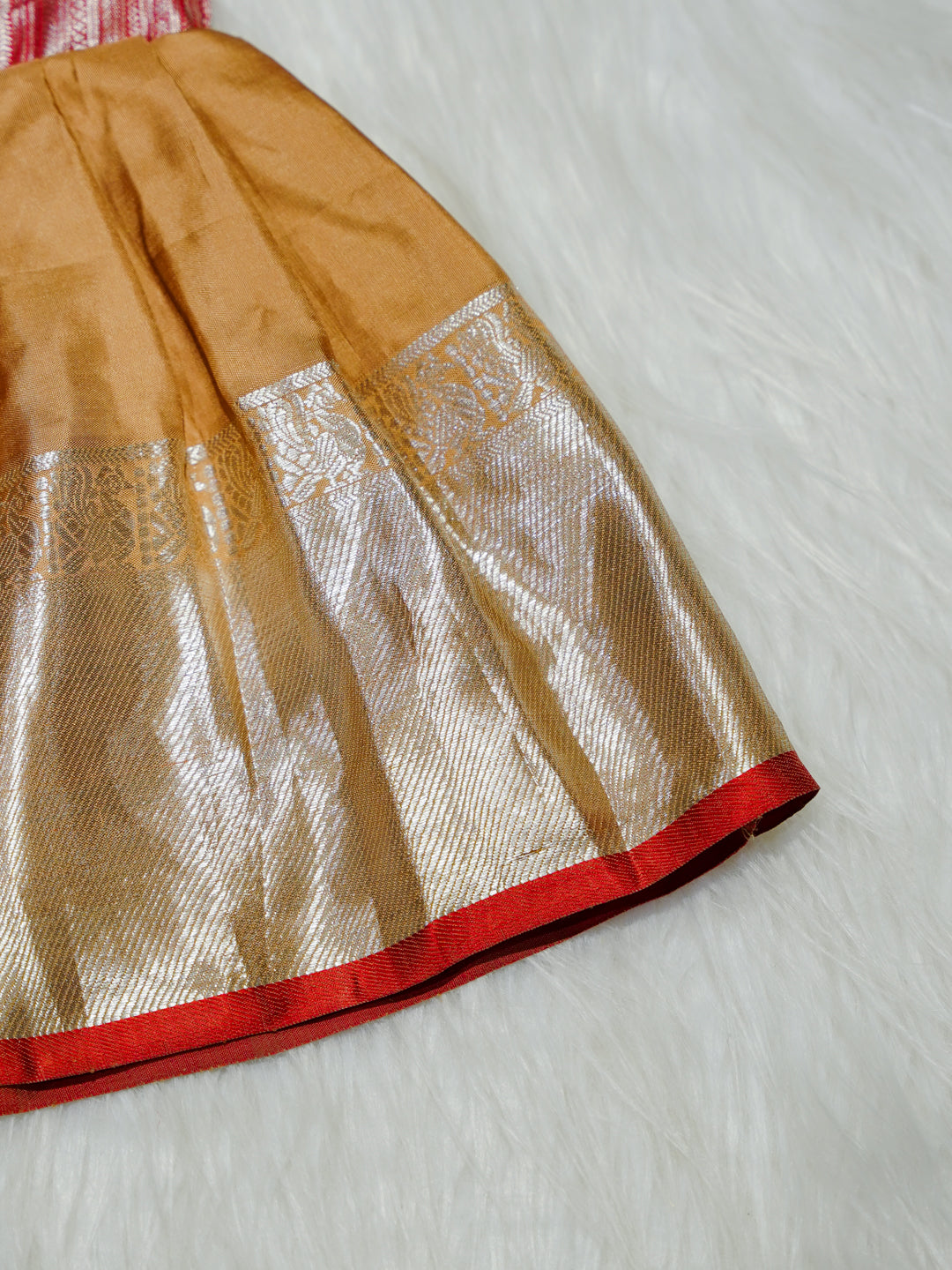 Gold & Red Kanchipuram Silk Baby Gown