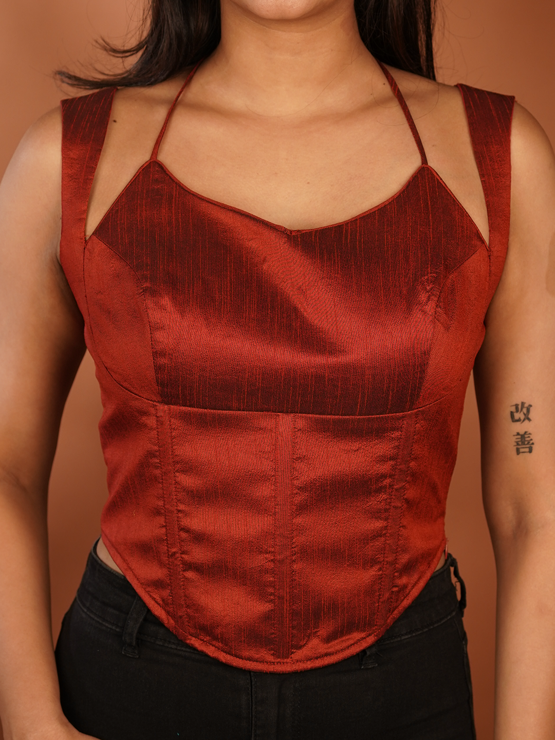 Red Sweetheart Neck corset