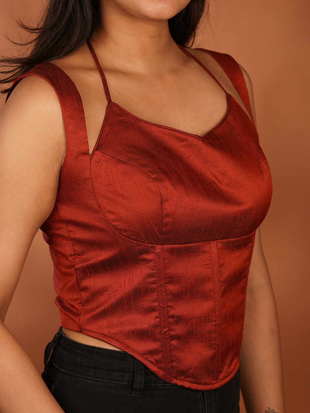 Red Sweetheart Neck corset