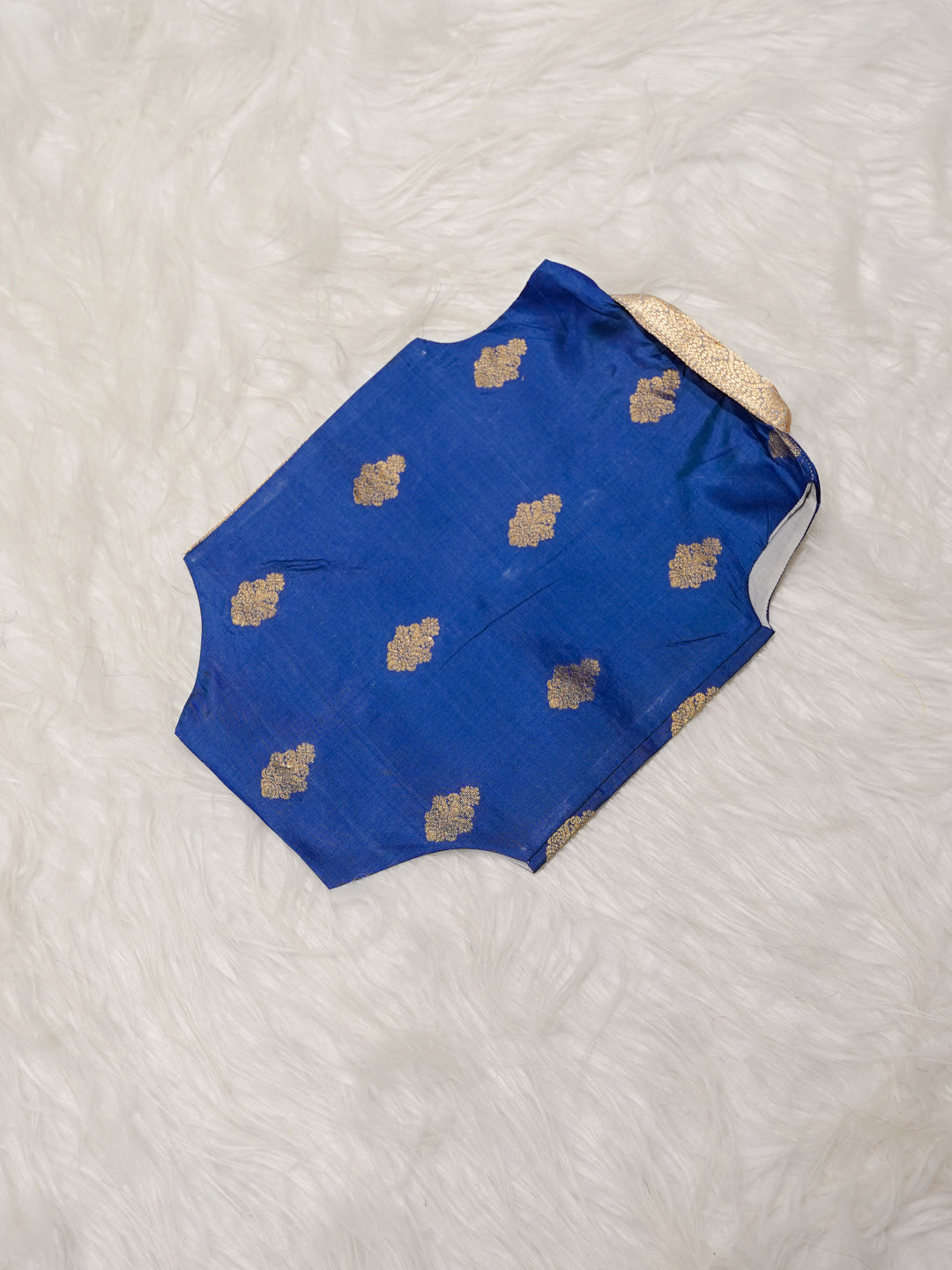 Blue Gold Boy Romper with Zari Panel