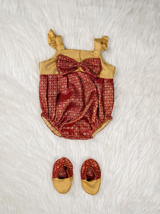 Crimson Charm Baby Romper Set
