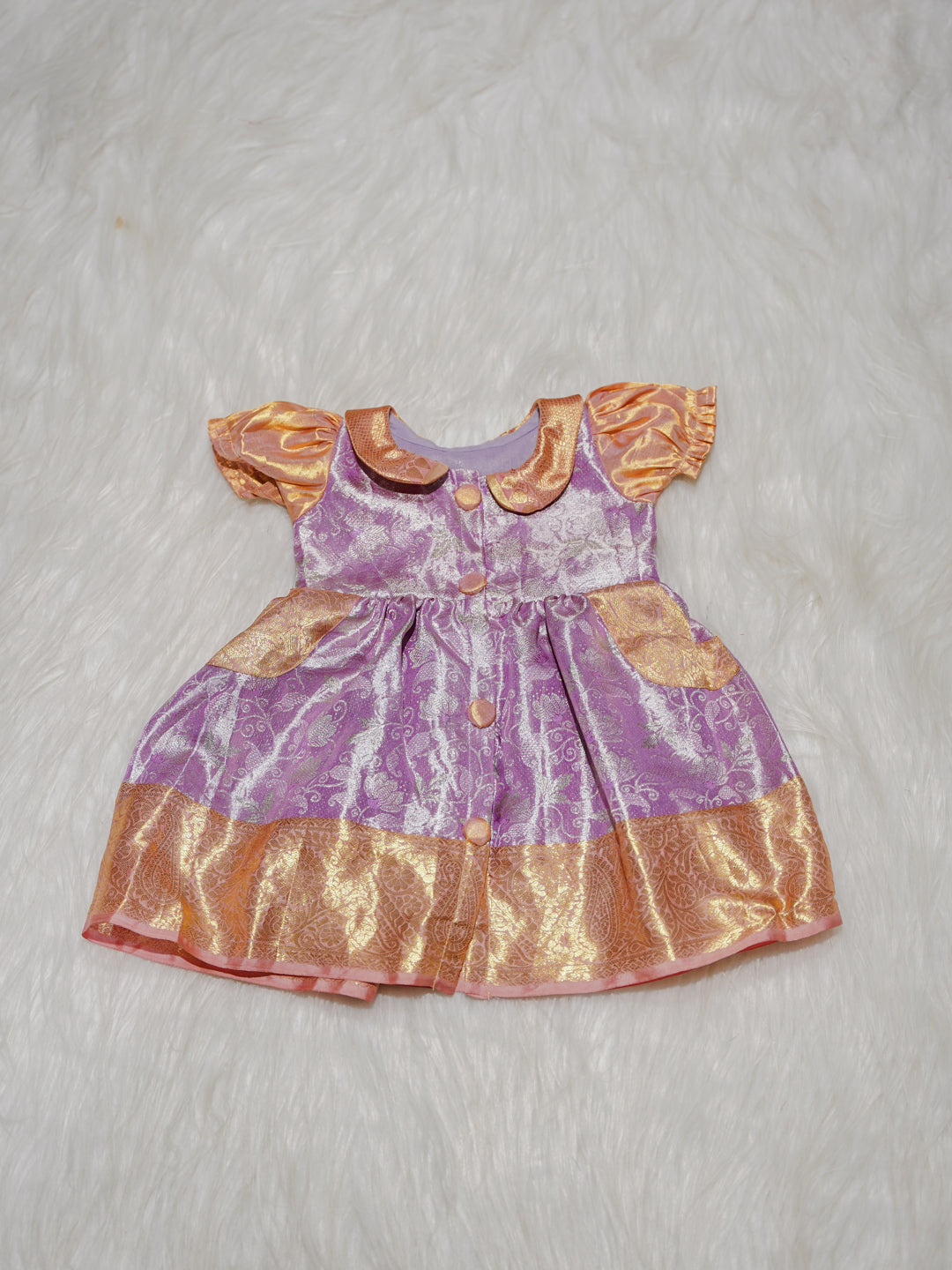 Lavender Newborn Girl Gown with Zari Border