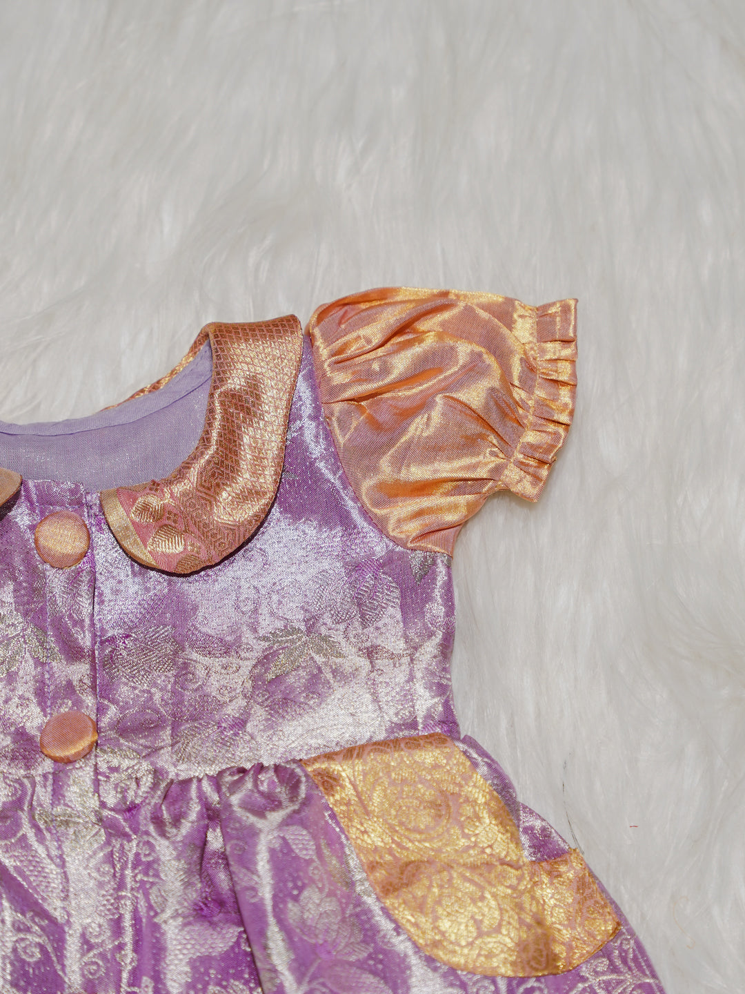 Lavender Newborn Girl Gown with Zari Border