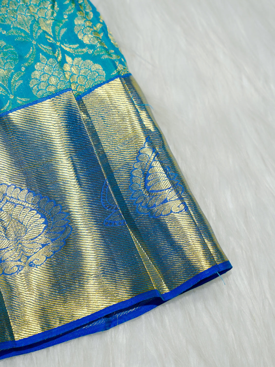Turquoise & Pink Kanchipuram Silk Baby Gown