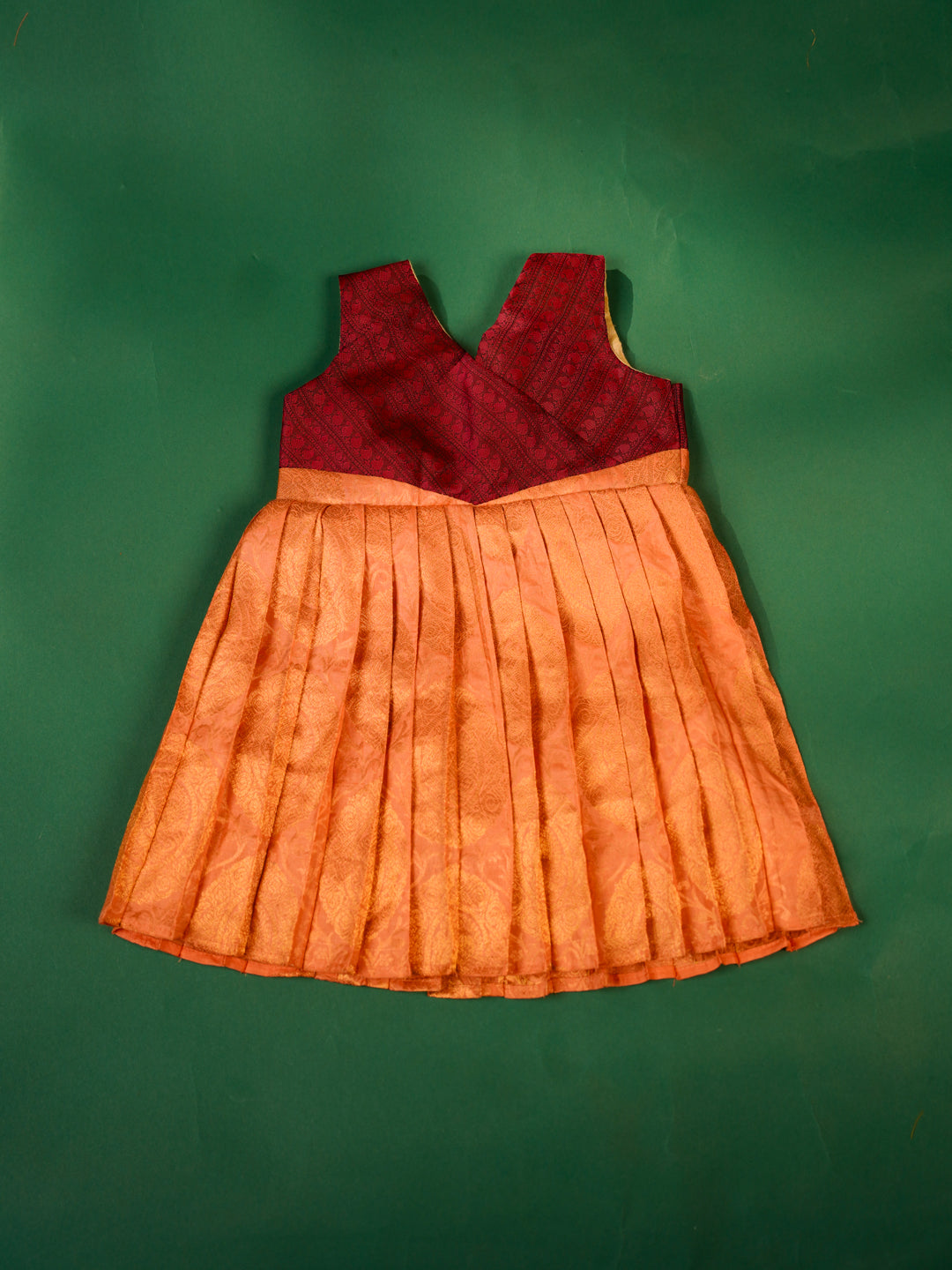 Sunset Maroon – Silk Gown for Newborn Girls