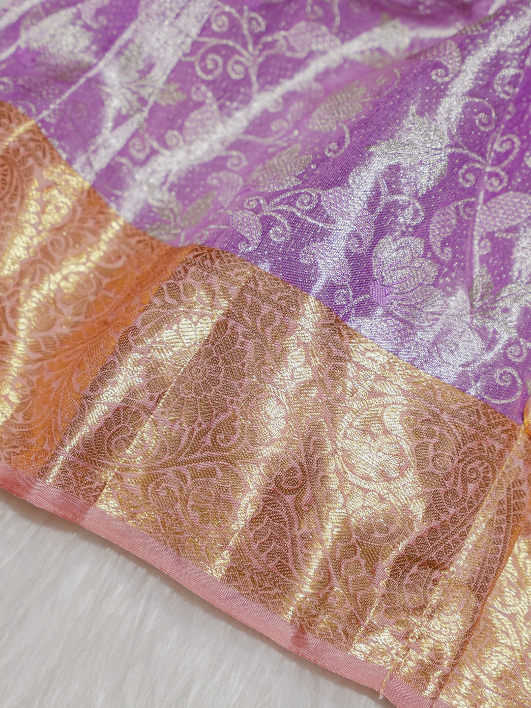 Lavender Newborn Girl Gown with Zari Border