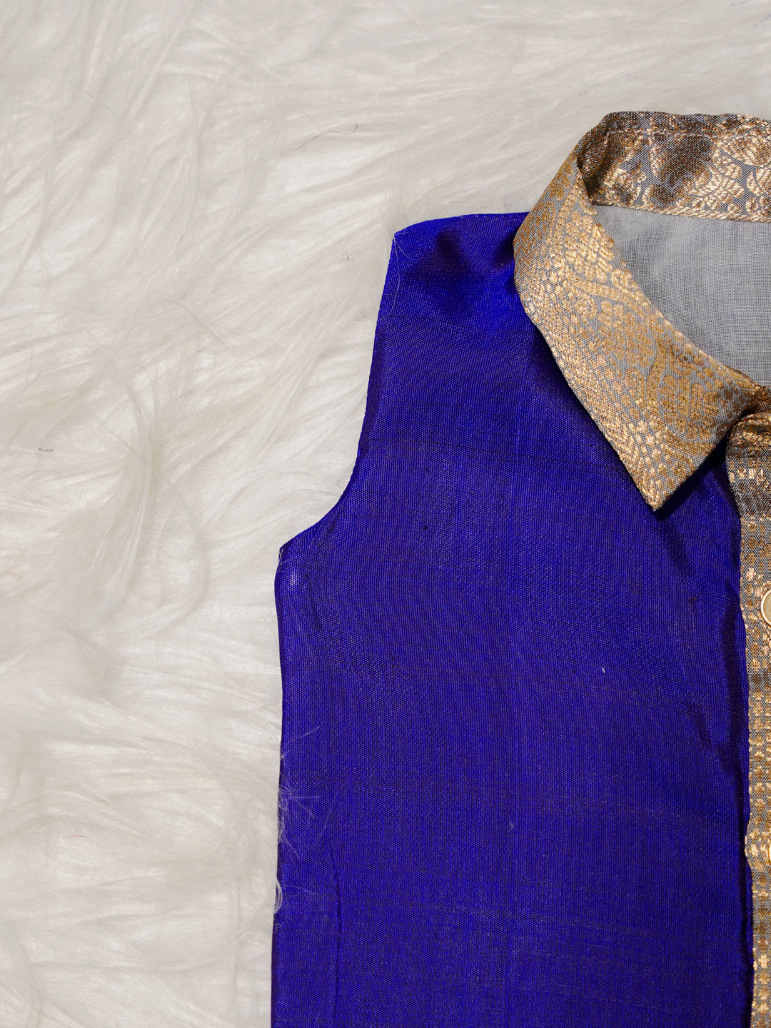 Blue Gold Boy Romper with Contrast Panel