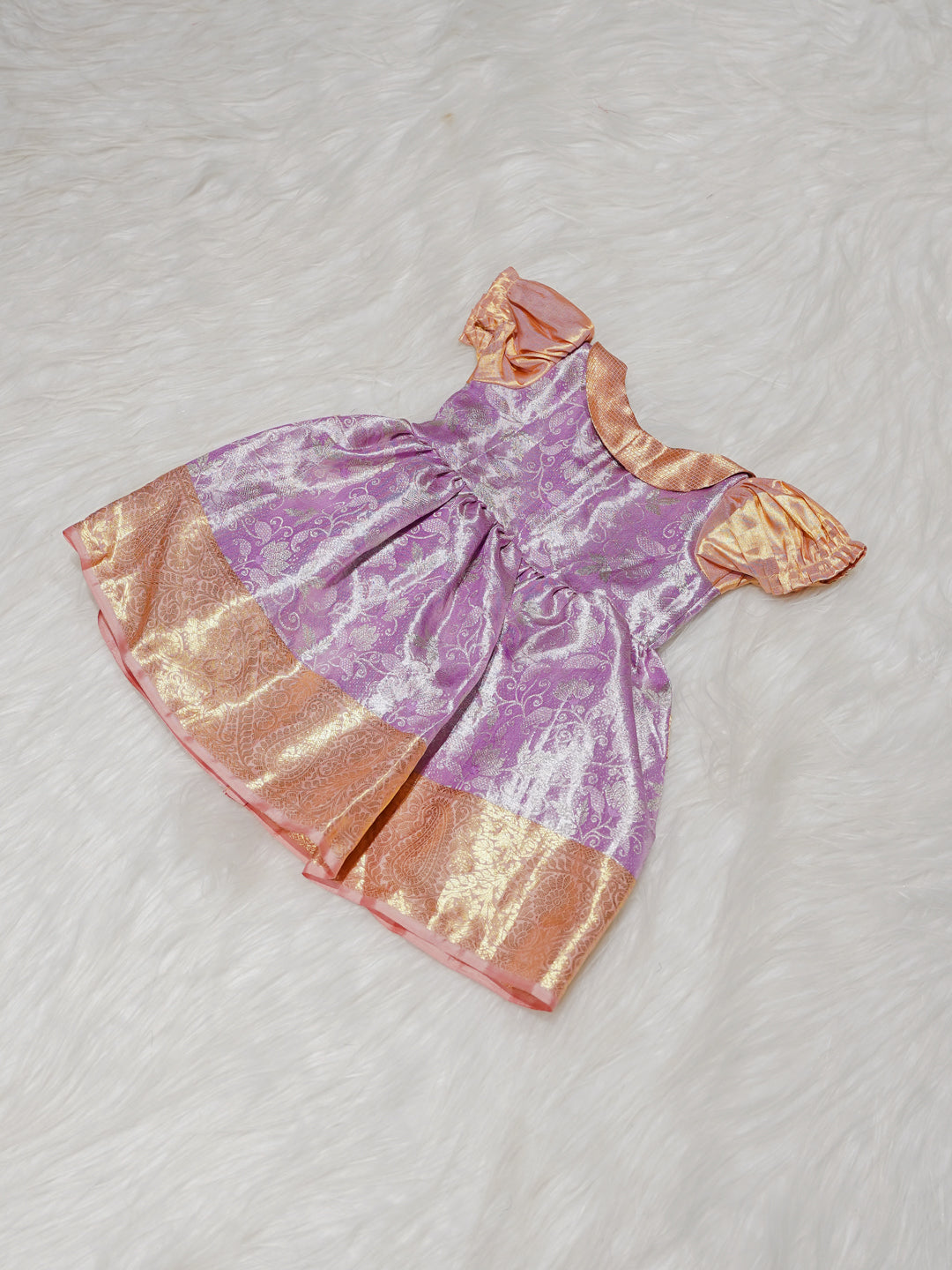 Lavender Newborn Girl Gown with Zari Border