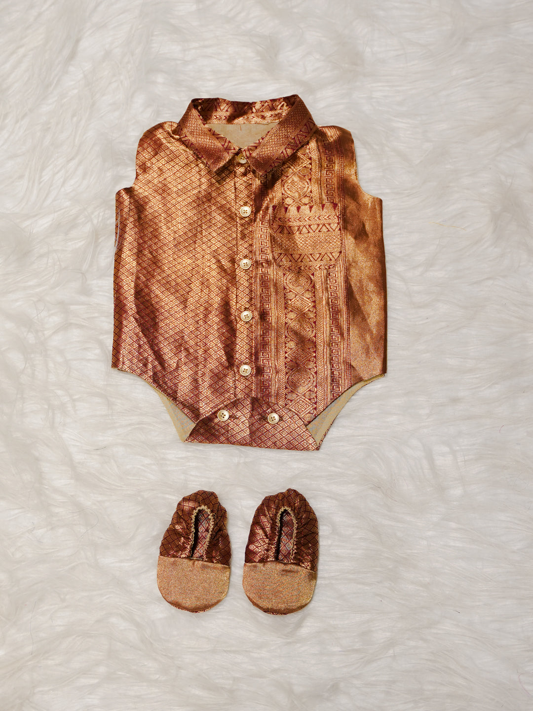 Copper Boy Romper with Zari Border