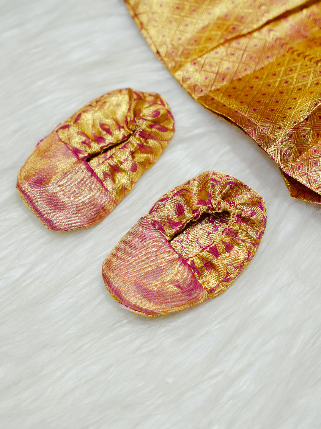 Gold & Pink Kanchipuram Silk Baby Gown