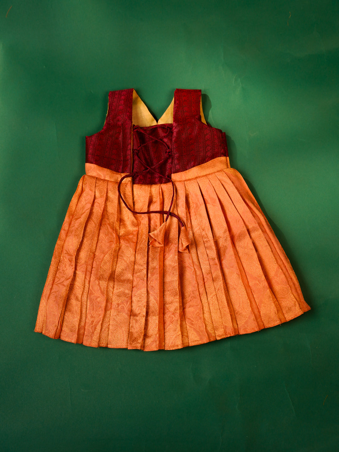 Sunset Maroon – Silk Gown for Newborn Girls