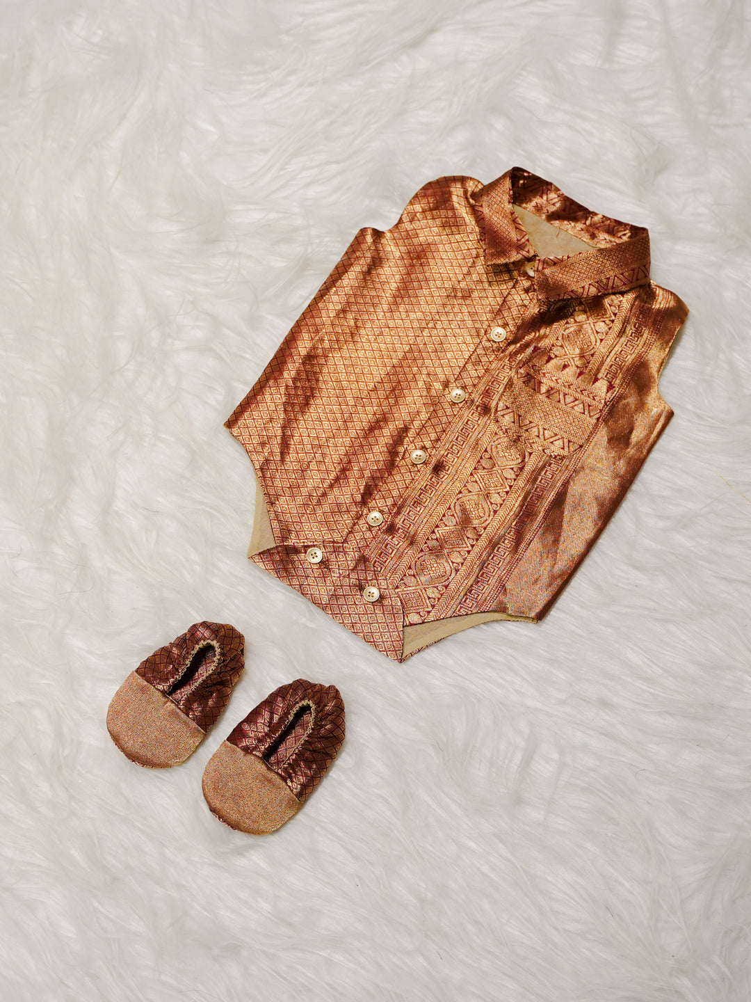 Copper Boy Romper with Zari Border