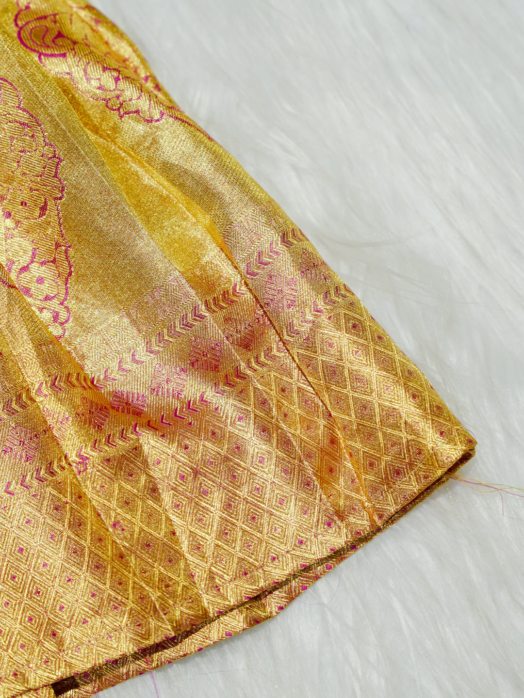 Gold & Pink Kanchipuram Silk Baby Gown