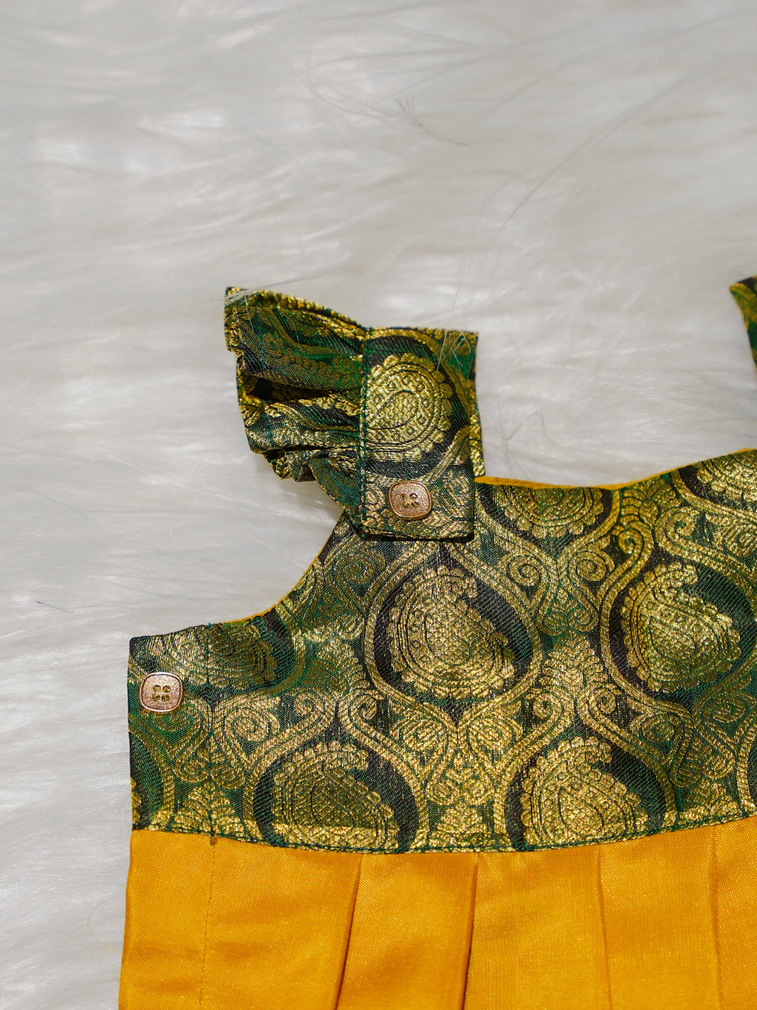 Mustard Yellow Girl Romper with Zari Yoke