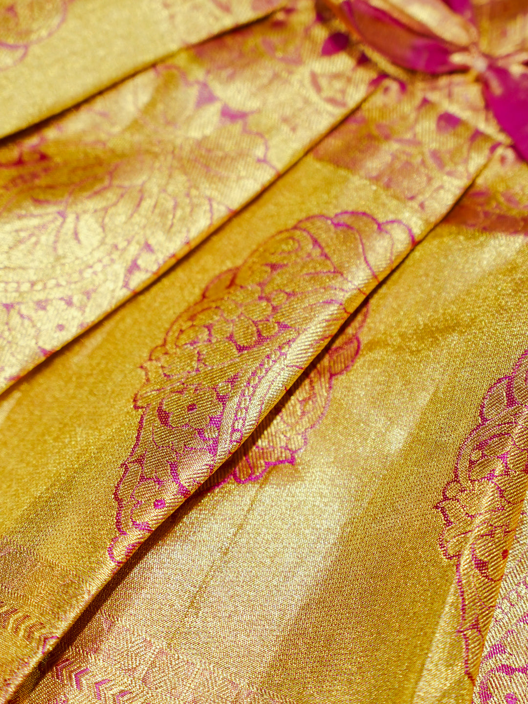 Gold & Pink Kanchipuram Silk Baby Gown