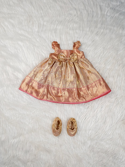 Royal Rose Gold Brocade Gown Set
