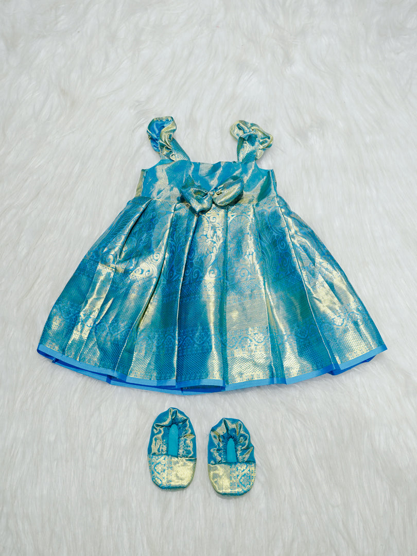 Sky Blue Kanchipuram Silk Baby Gown