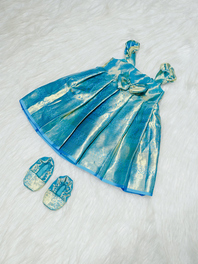 Sky Blue Kanchipuram Silk Baby Gown