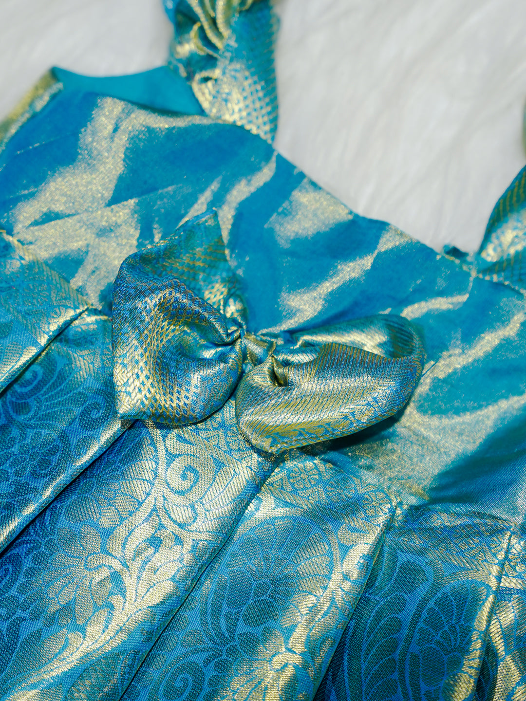 Sky Blue Kanchipuram Silk Baby Gown