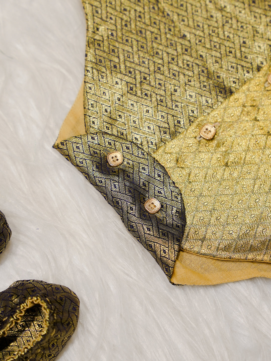 Gold Boy Romper with Dual Tone Design