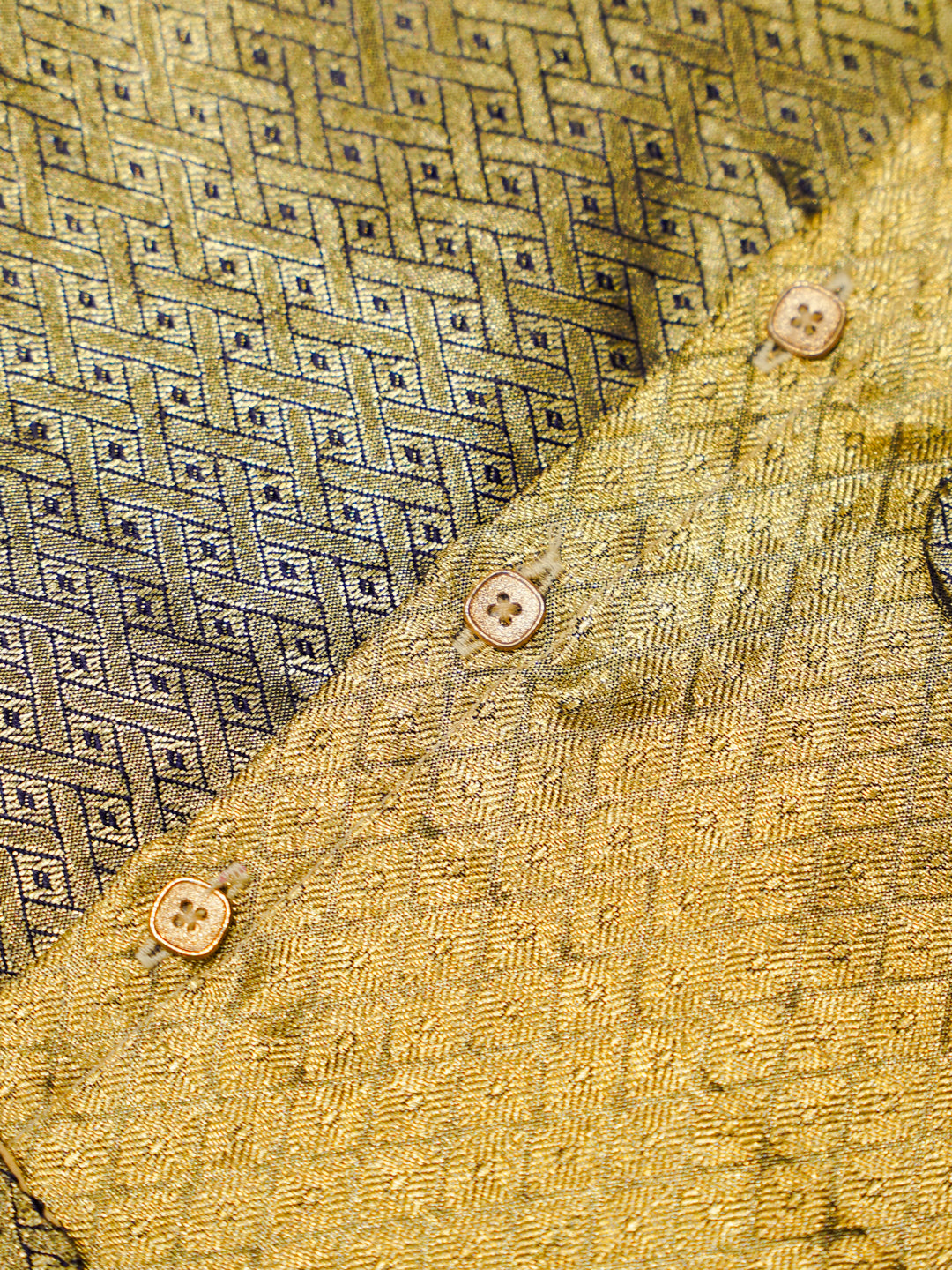 Gold Boy Romper with Dual Tone Design