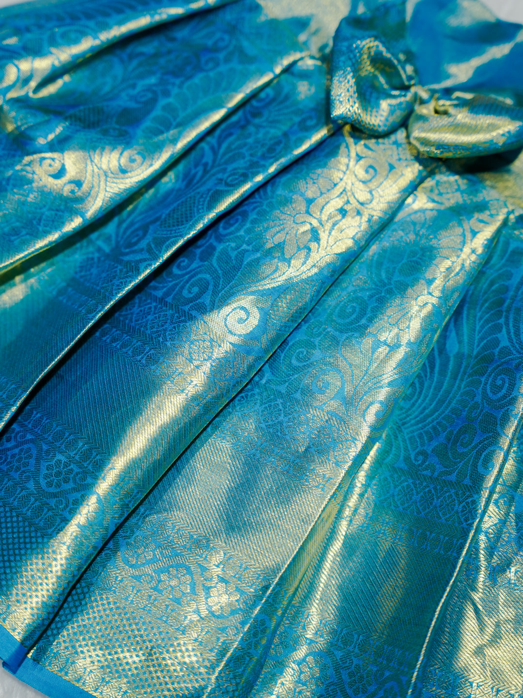 Sky Blue Kanchipuram Silk Baby Gown