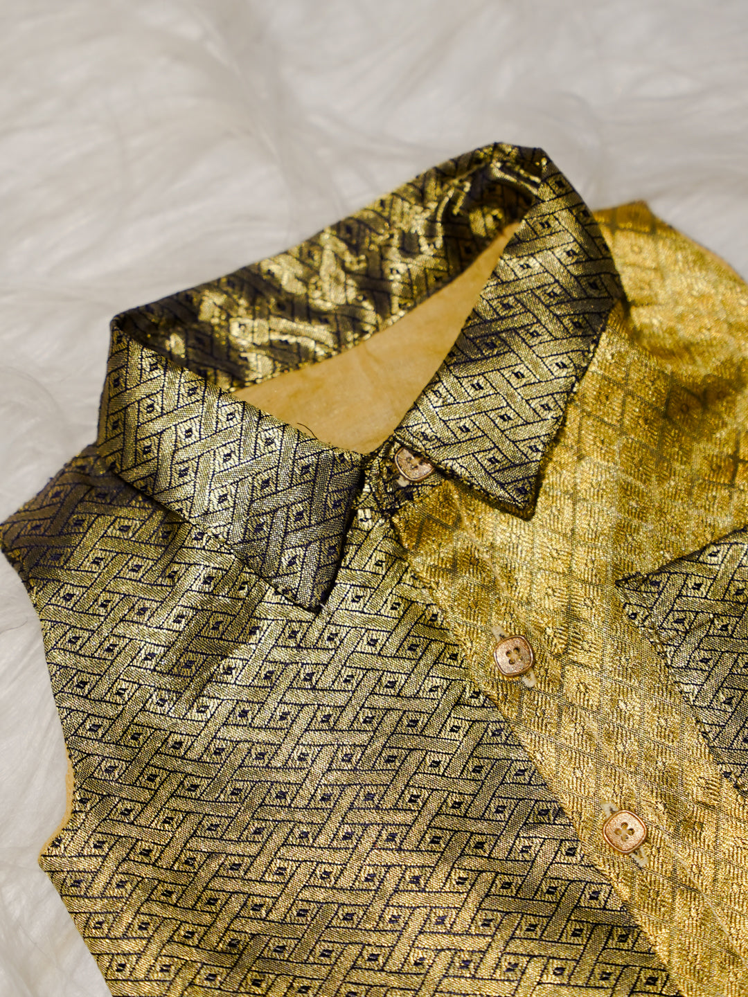 Gold Boy Romper with Dual Tone Design