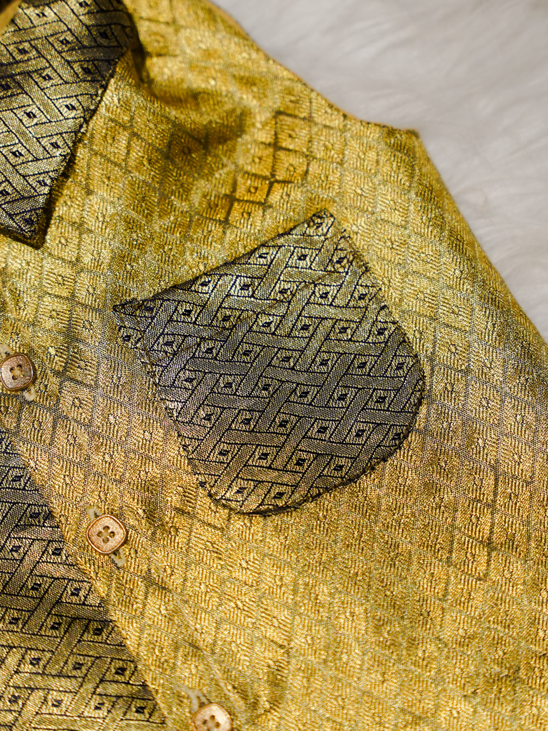 Gold Boy Romper with Dual Tone Design