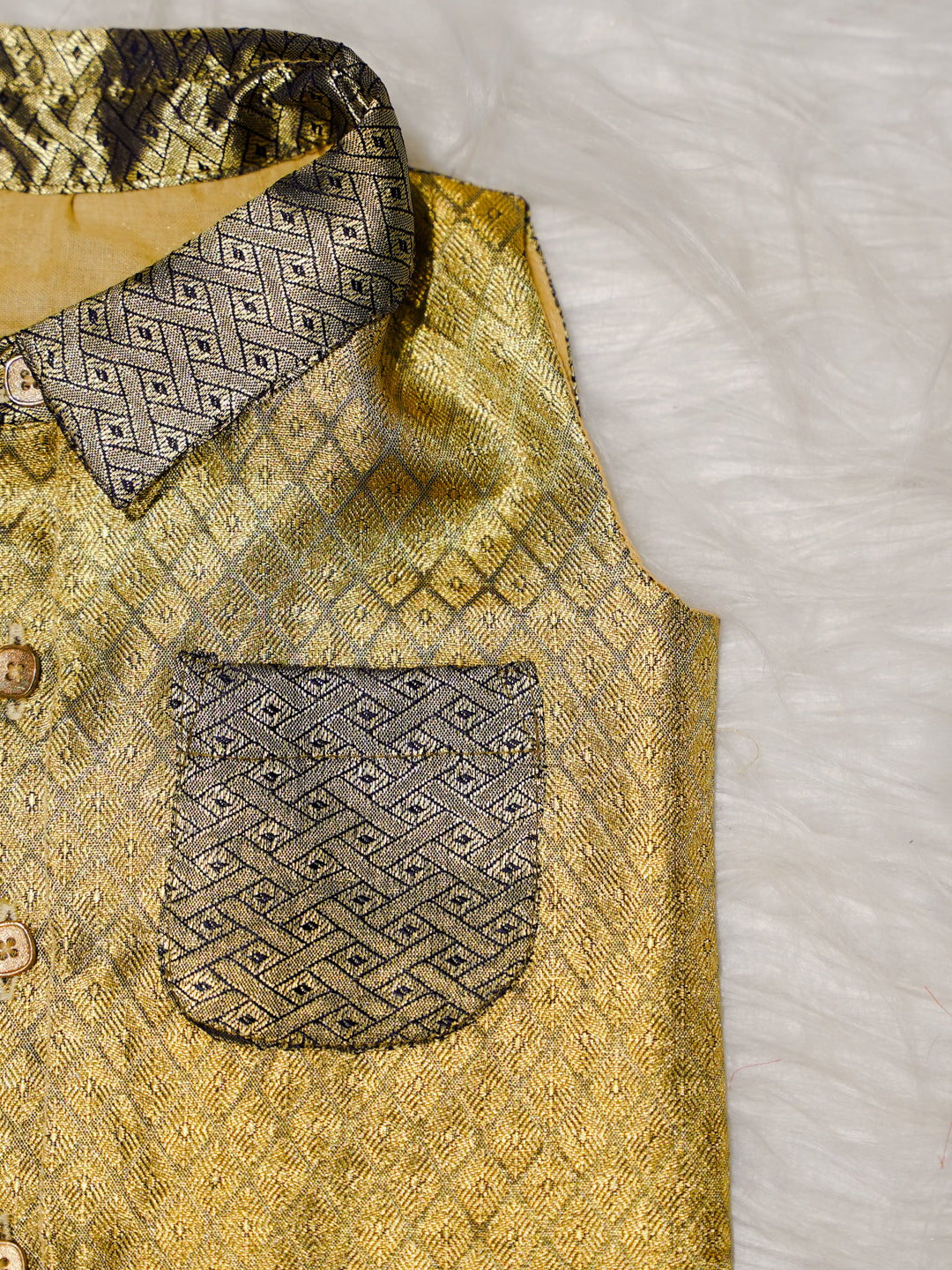 Gold Boy Romper with Dual Tone Design