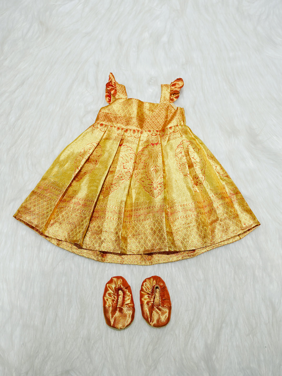 Gold Kanchipuram Silk Baby Gown