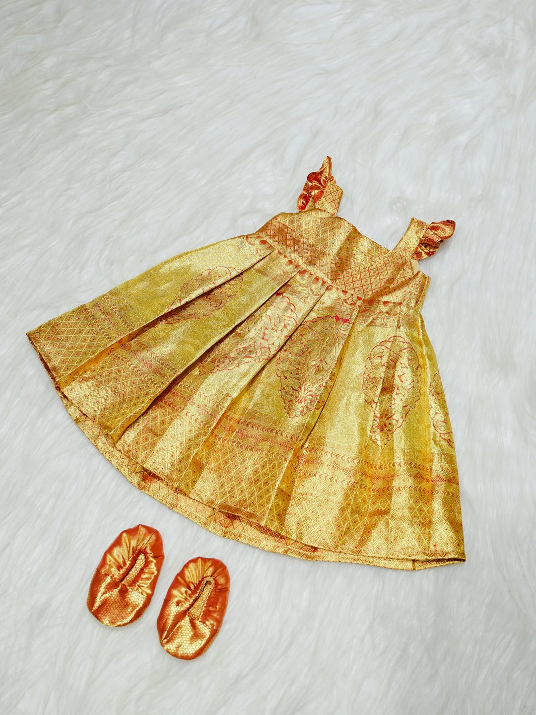 Gold Kanchipuram Silk Baby Gown