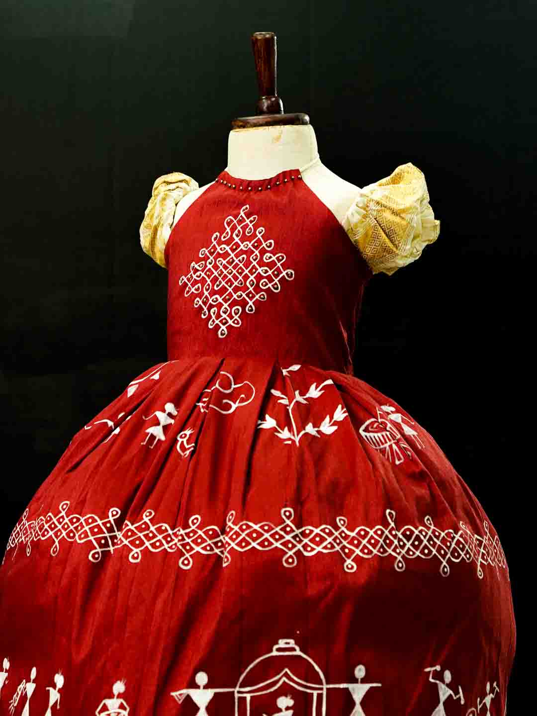 Jam Red Hand-painted Gown