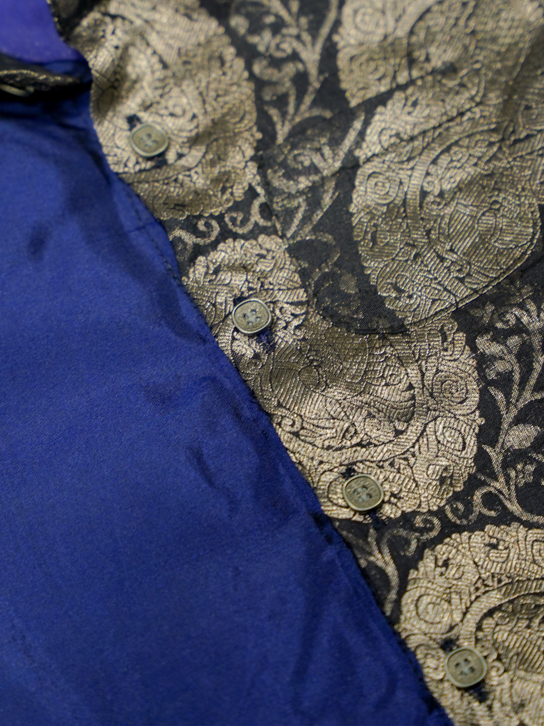 Blue Black Brocade Baby Boy Romper