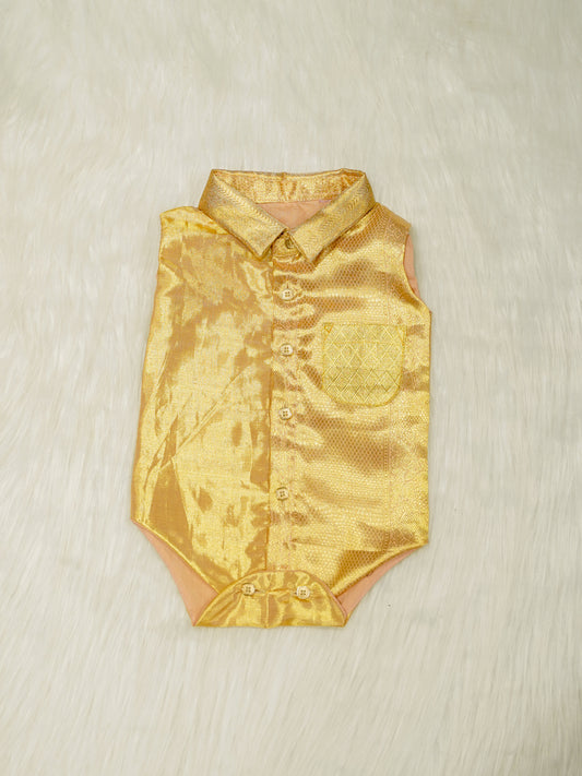 Gold Textured Baby Boy Romper