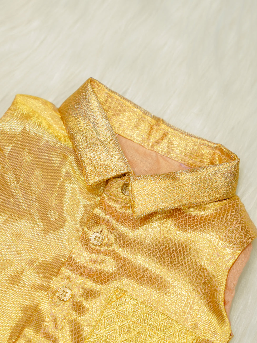 Gold Textured Baby Boy Romper