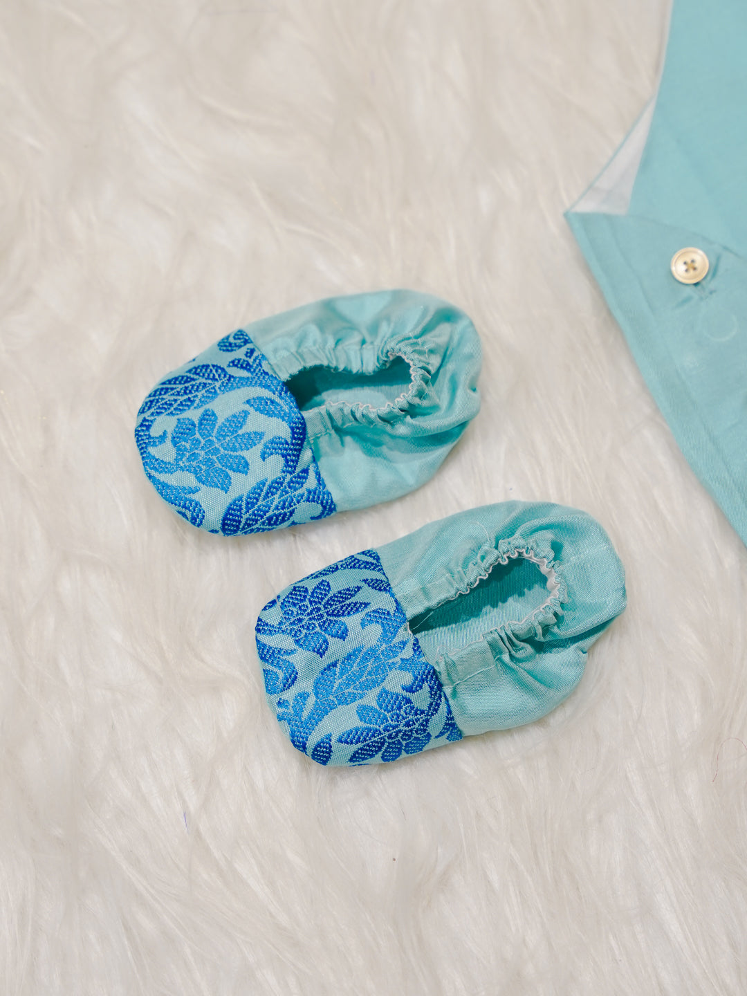 Aqua Blue Boy Romper with Dual Tone Design