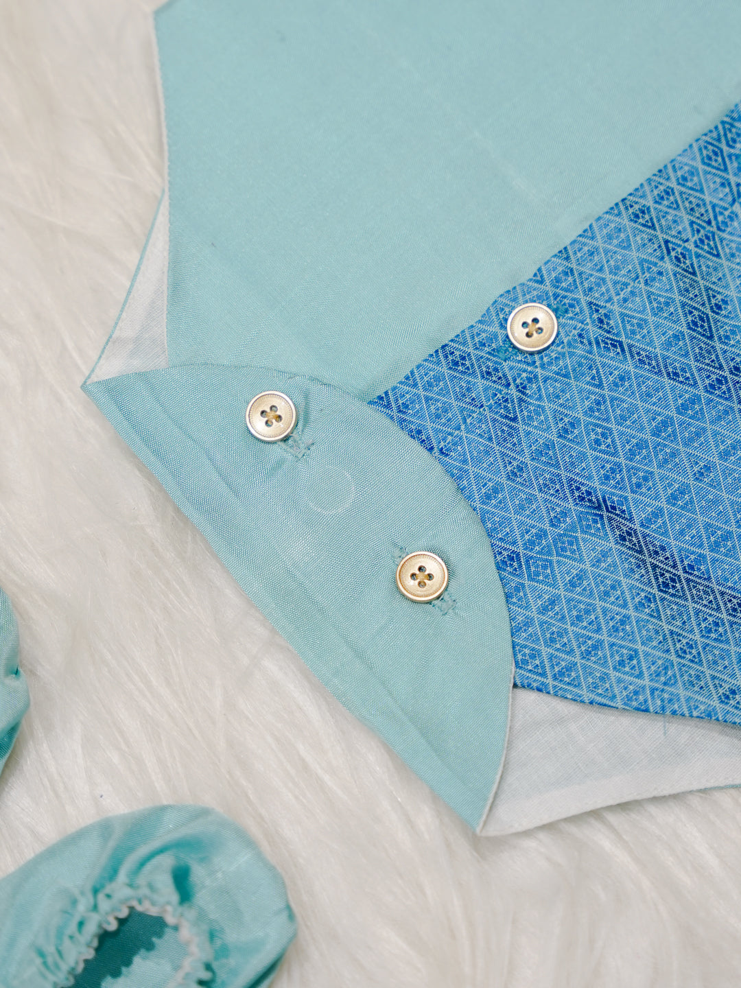 Aqua Blue Boy Romper with Dual Tone Design