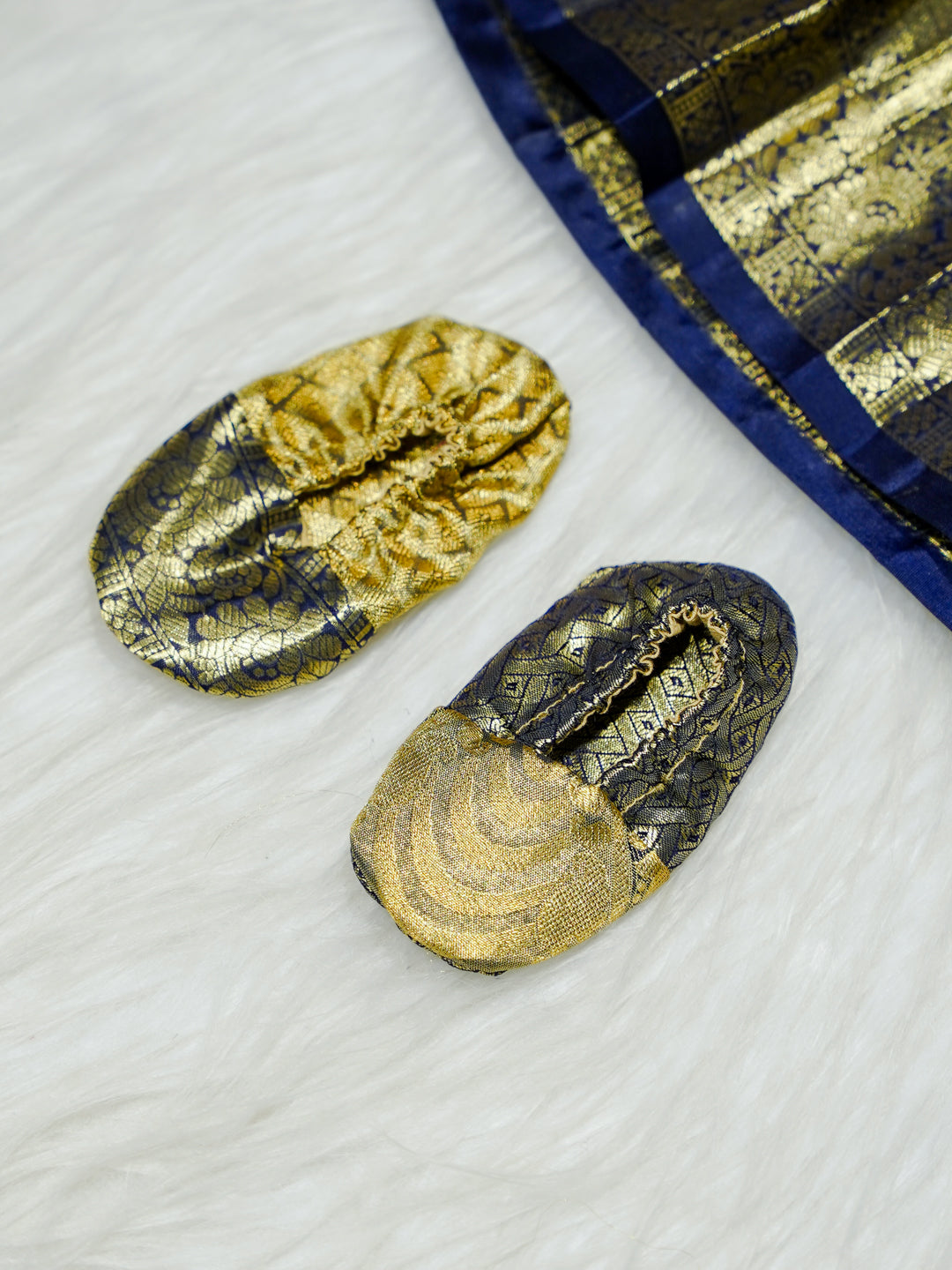 Black & Gold Kanchipuram Silk Baby Gown