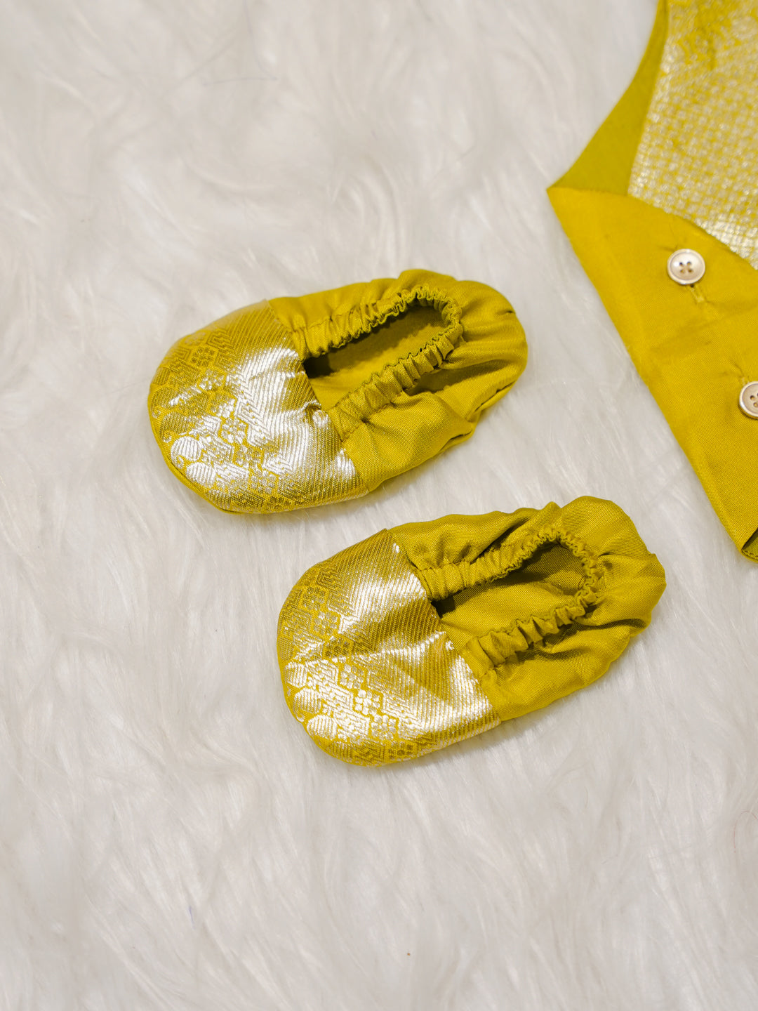 Yellow Boy Romper with Zari Weave