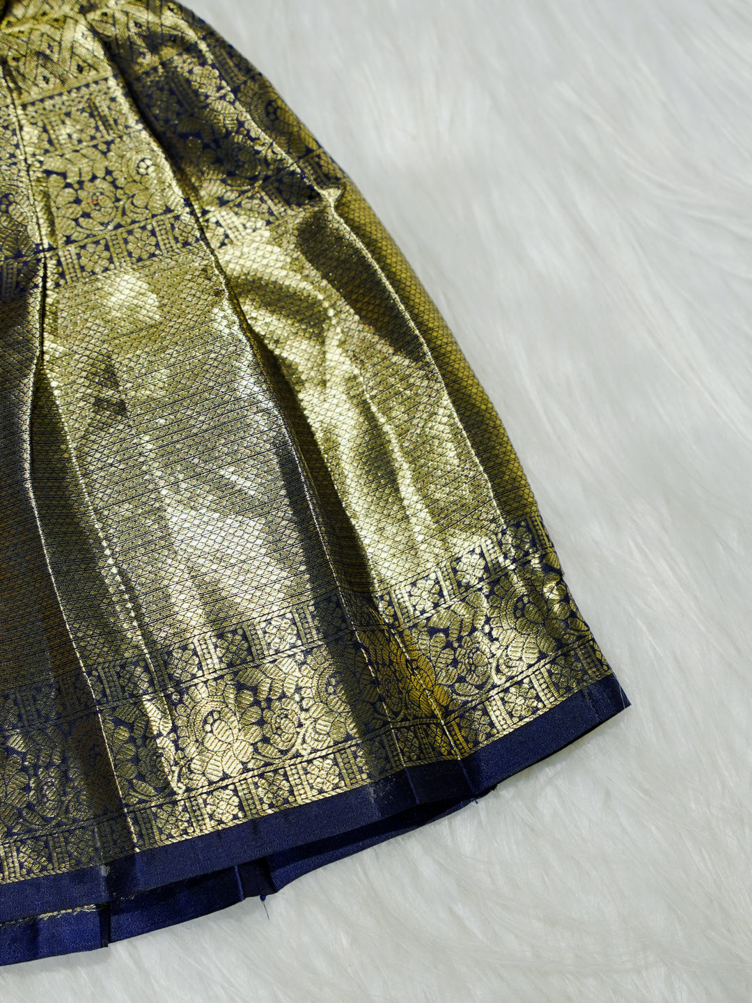 Black & Gold Kanchipuram Silk Baby Gown