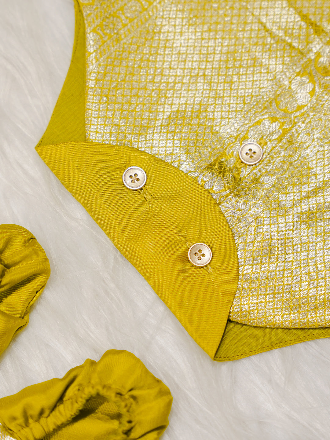 Yellow Boy Romper with Zari Weave