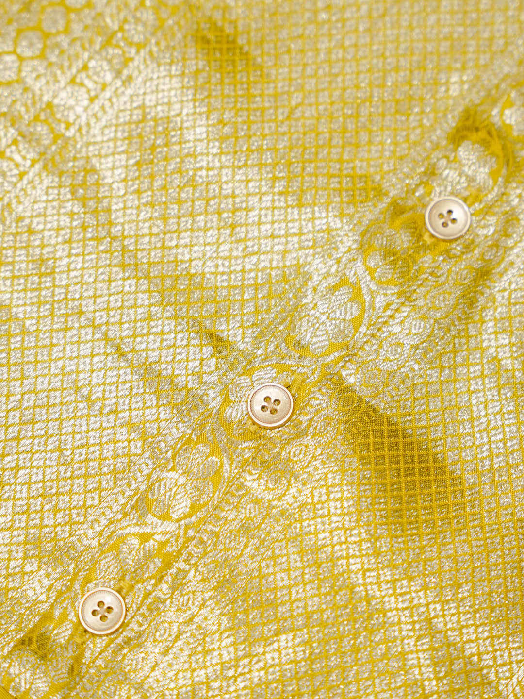 Yellow Boy Romper with Zari Weave